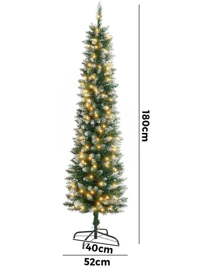 Tinseltown Slim LED Christmas Tree 6FT 1.8M Warm Lights Green White image 3