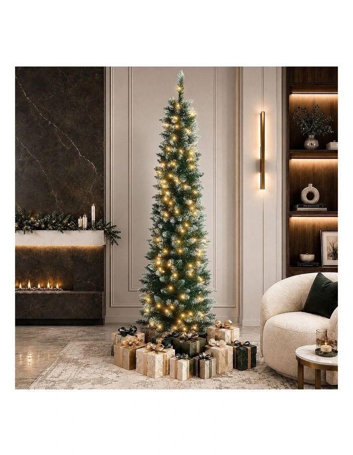 Tinseltown Slim LED Christmas Tree 6FT 1.8M Warm Lights Green White image 4