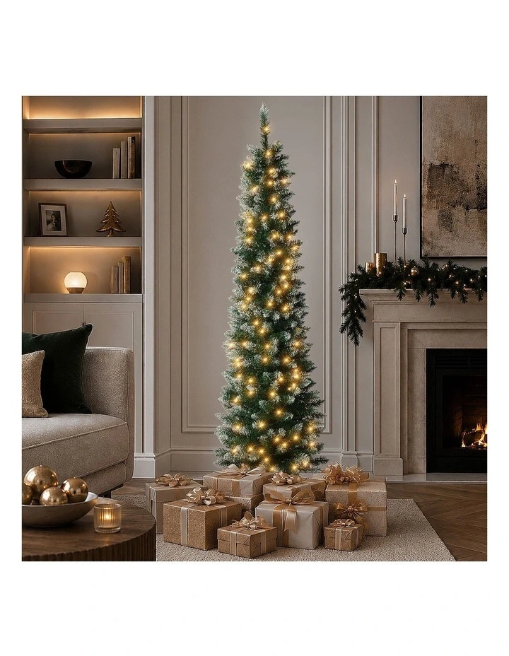 Tinseltown Slim LED Christmas Tree 6FT 1.8M Warm Lights Green White image 5