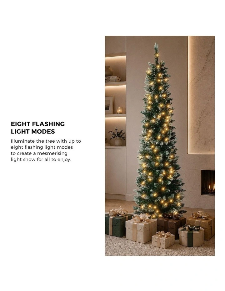 Tinseltown Slim LED Christmas Tree 6FT 1.8M Warm Lights Green White image 6