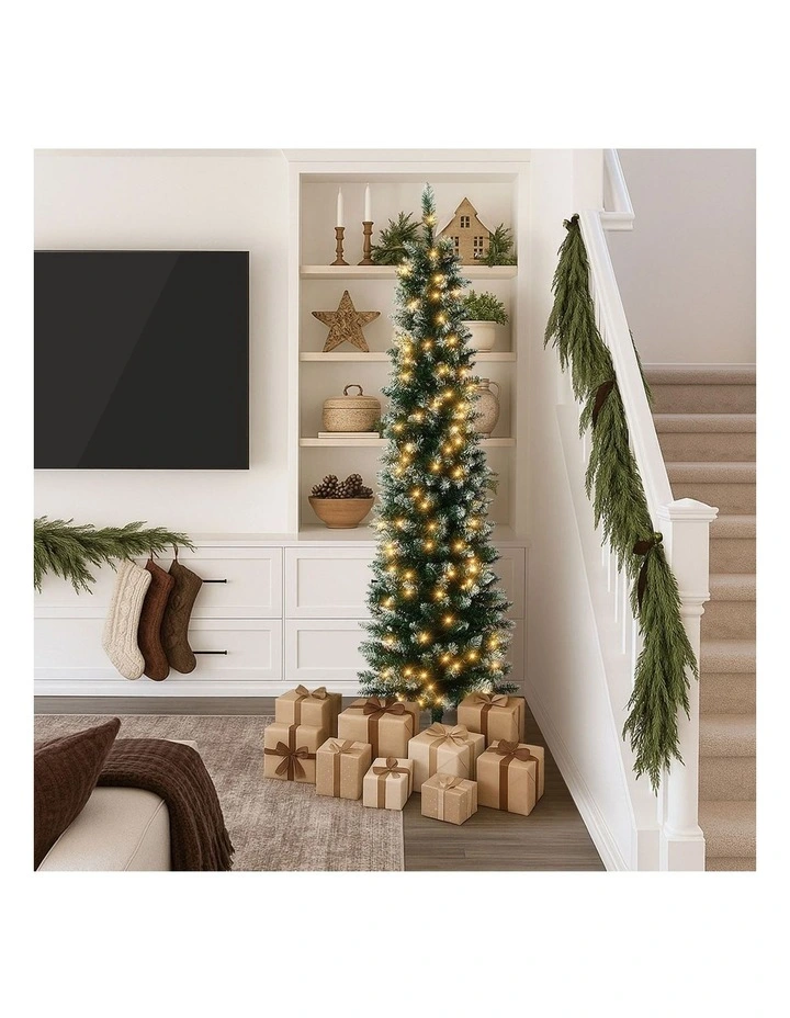 Tinseltown Slim LED Christmas Tree 6FT 1.8M Warm Lights Green White image 7