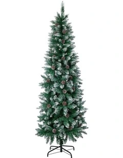 Tinseltown Slim Christmas Tree 6FT 1.8M Pine Cones Decor Green