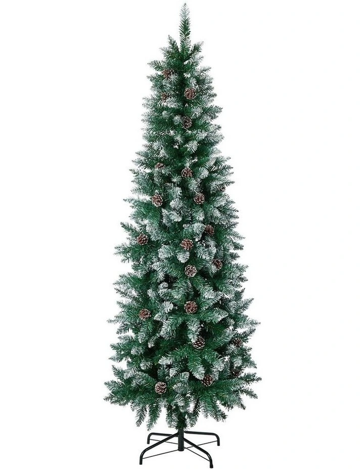 Tinseltown Slim Christmas Tree 6FT 1.8M Pine Cones Decor Green image 1
