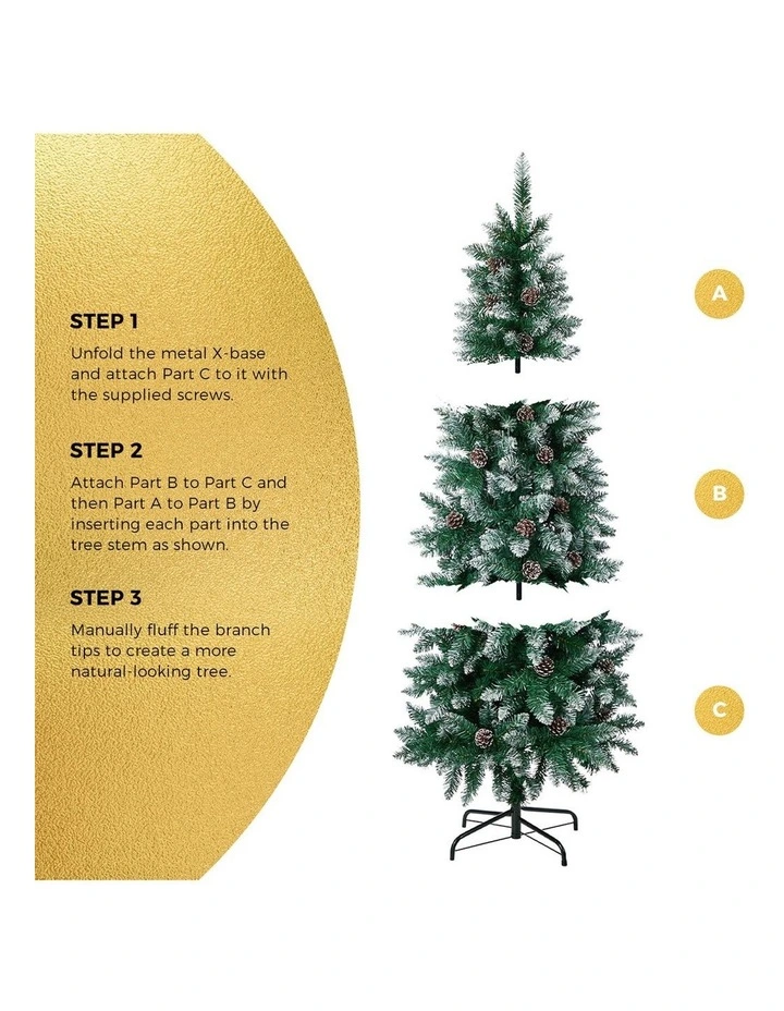 Tinseltown Slim Christmas Tree 6FT 1.8M Pine Cones Decor Green image 5