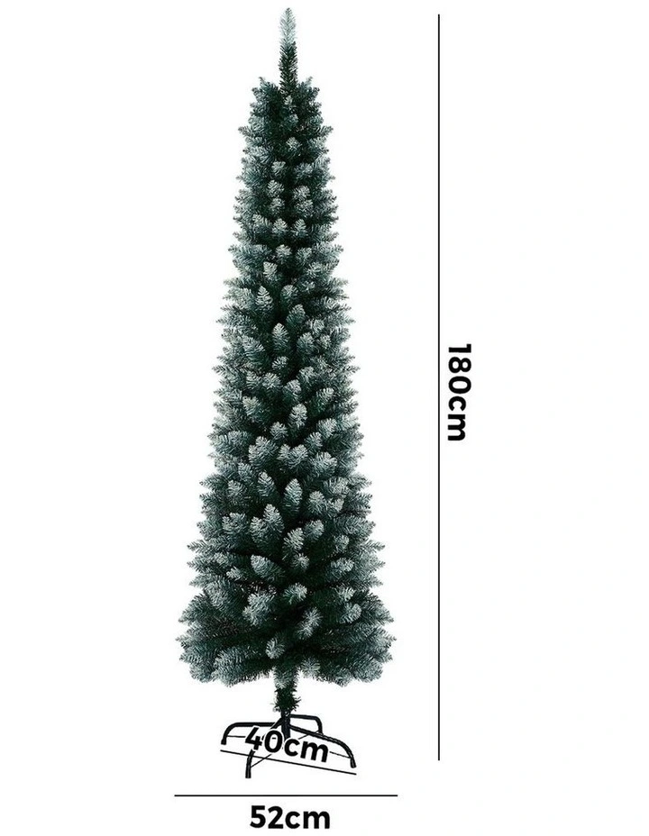 Tinseltown Slim Christmas Tree 1.8M 6FT Xmas Trees Decoration Green and White image 3
