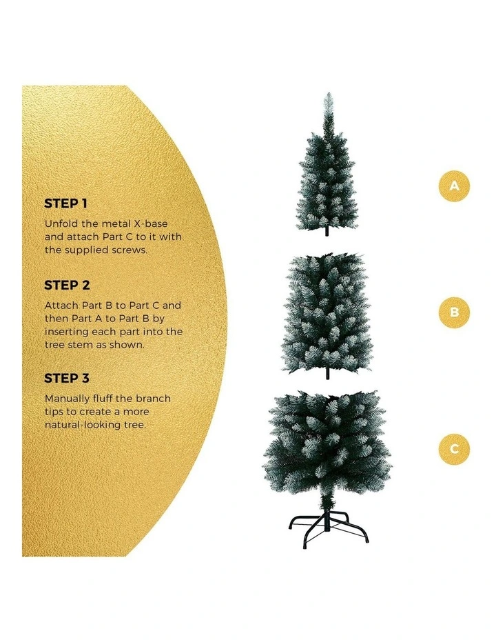 Tinseltown Slim Christmas Tree 1.8M 6FT Xmas Trees Decoration Green and White image 5
