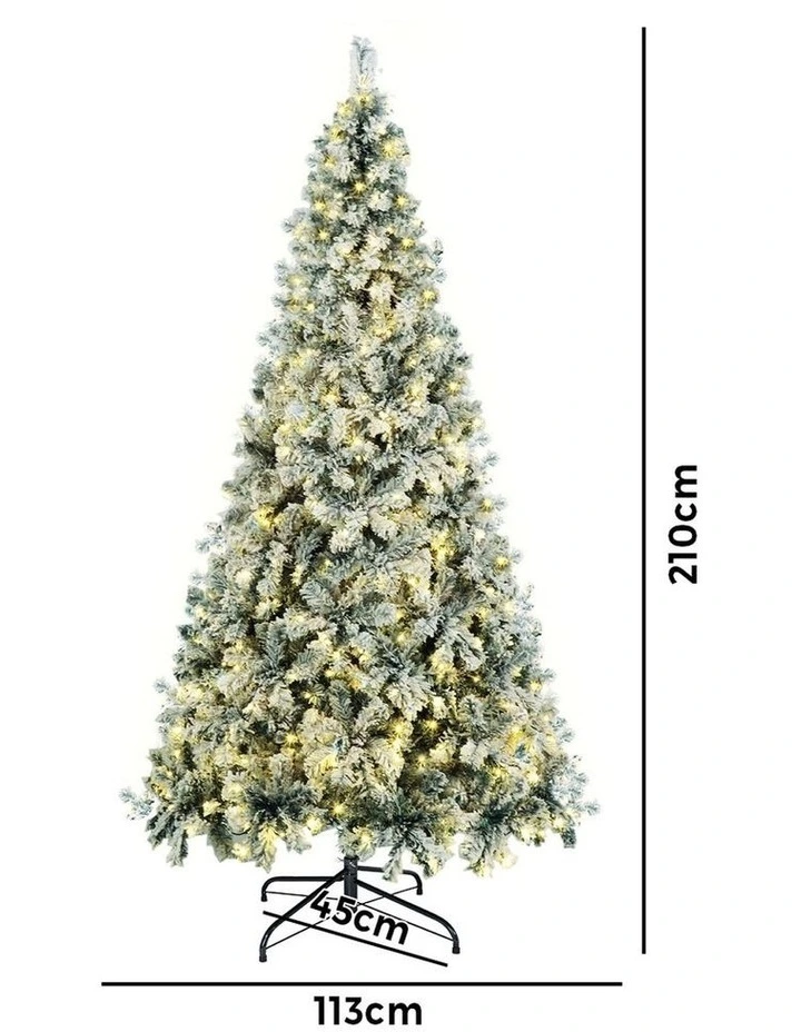 Tinseltown LED Christmas Tree 2.1M 7FT Xmas Trees White Snow Flocked Decorations image 3