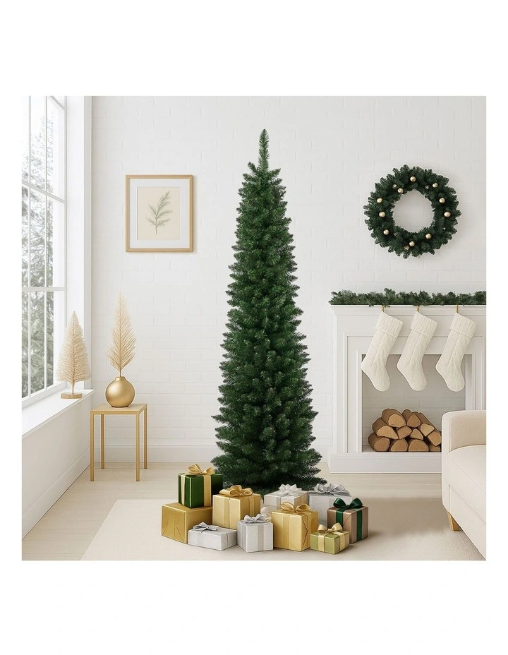 Tinseltown Slim Christmas Tree 1.8M 6FT Xmas Trees Decoration Green image 2