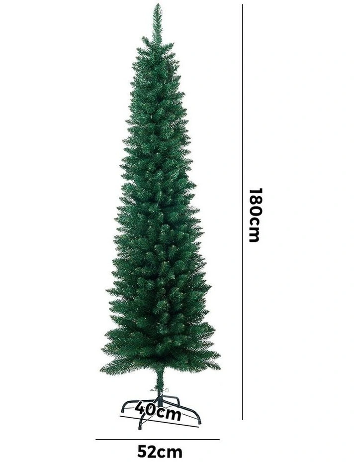 Tinseltown Slim Christmas Tree 1.8M 6FT Xmas Trees Decoration Green image 3