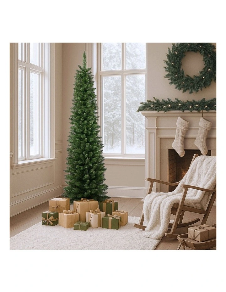 Tinseltown Slim Christmas Tree 1.8M 6FT Xmas Trees Decoration Green image 4