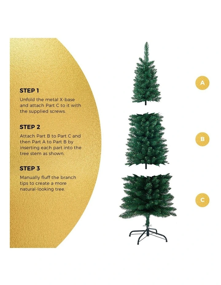 Tinseltown Slim Christmas Tree 1.8M 6FT Xmas Trees Decoration Green image 5
