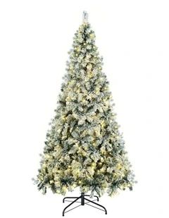 Tinseltown LED Christmas Tree 1.8M 6FT Xmas Trees White Snow Flocked Decorations