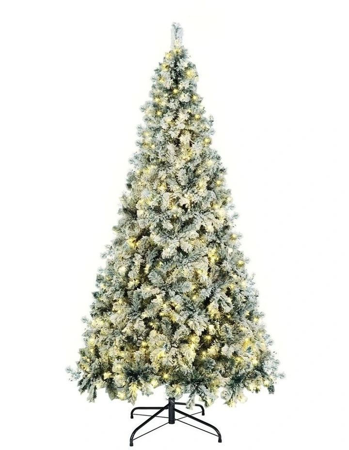 Tinseltown LED Christmas Tree 1.8M 6FT Xmas Trees White Snow Flocked Decorations image 1