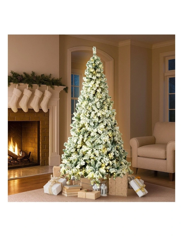 Tinseltown LED Christmas Tree 1.8M 6FT Xmas Trees White Snow Flocked Decorations image 4