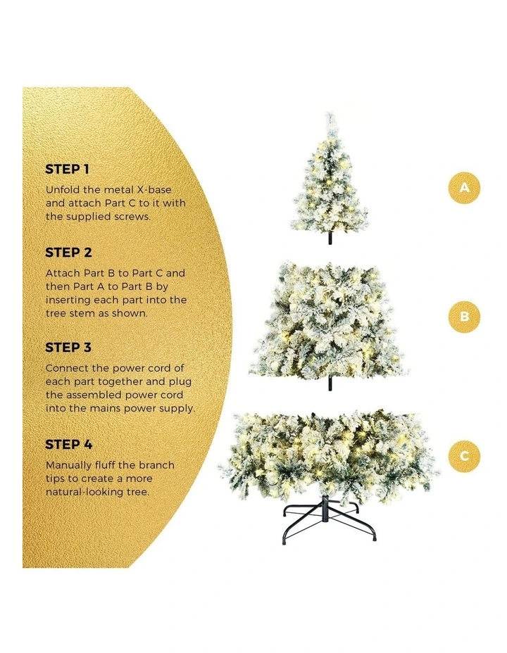 Tinseltown LED Christmas Tree 1.8M 6FT Xmas Trees White Snow Flocked Decorations image 7