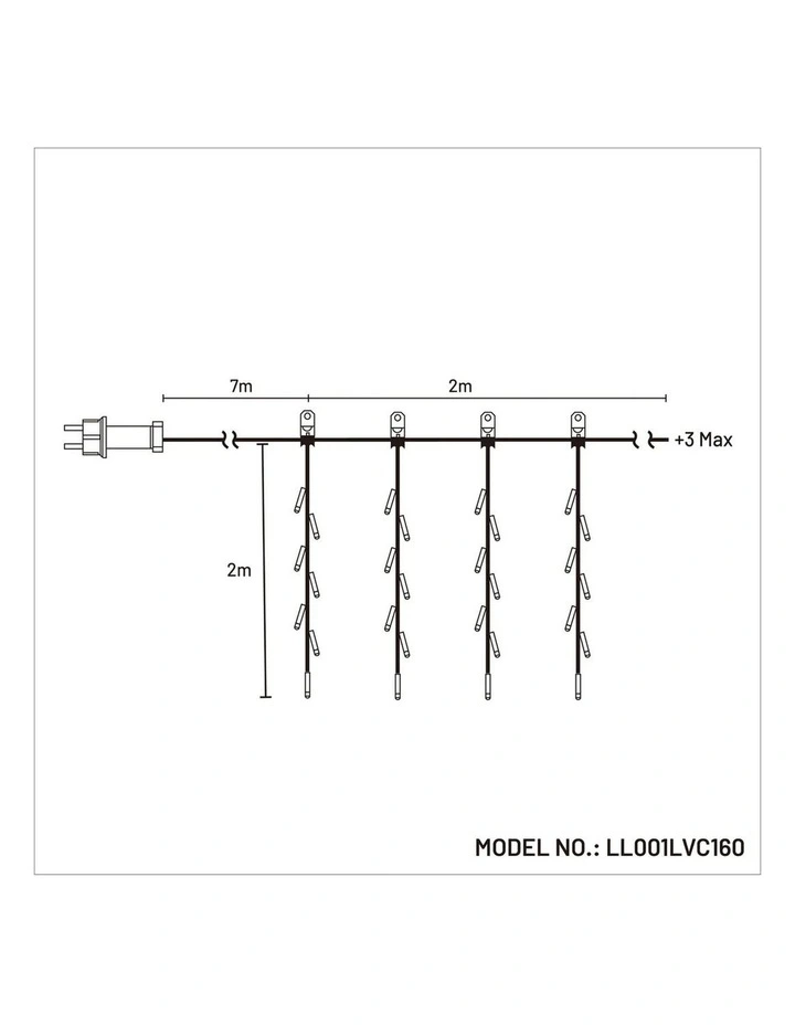160 LED Connectable Curtain Light - White image 6