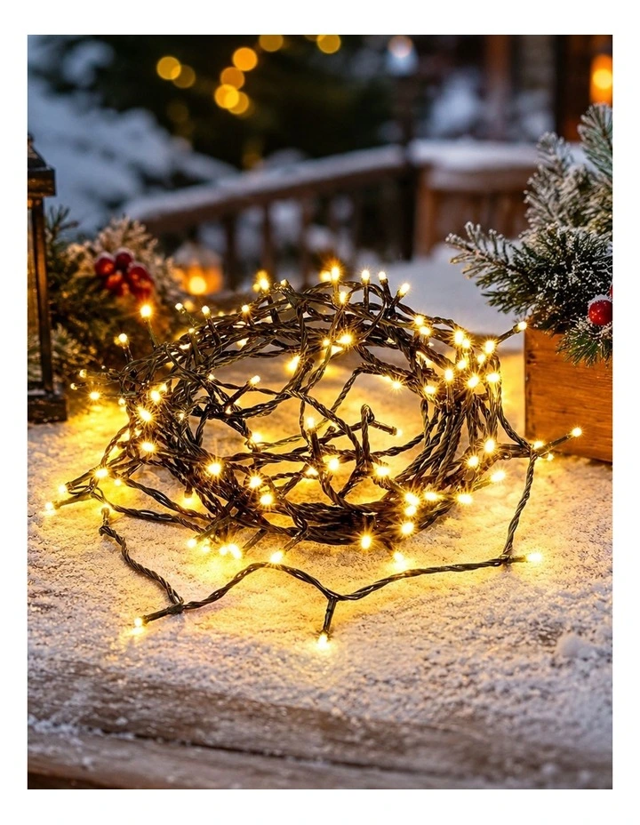 520 LED Connectable Fairy Light Chain Dark Green Cable - Warm White image 2