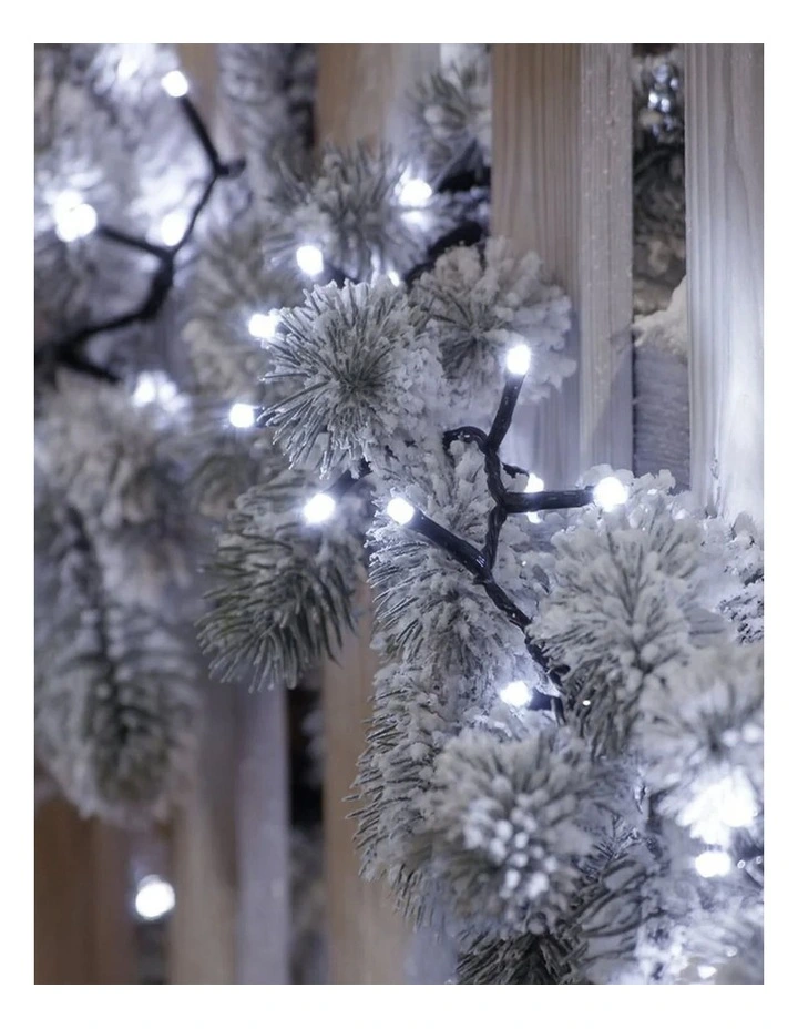 240 LED Fairy Light Chain Dark Green Cable - White image 4