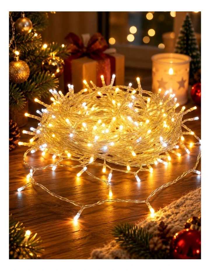 520 LED Connectable Fairy Light Chain Clear Cable - Warm White   White image 2