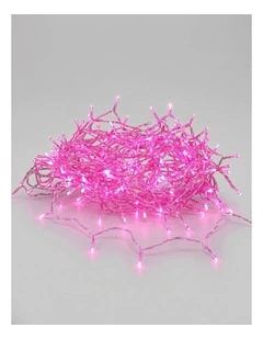 240 LED Fairy Light Chain Clear Cable - Pink