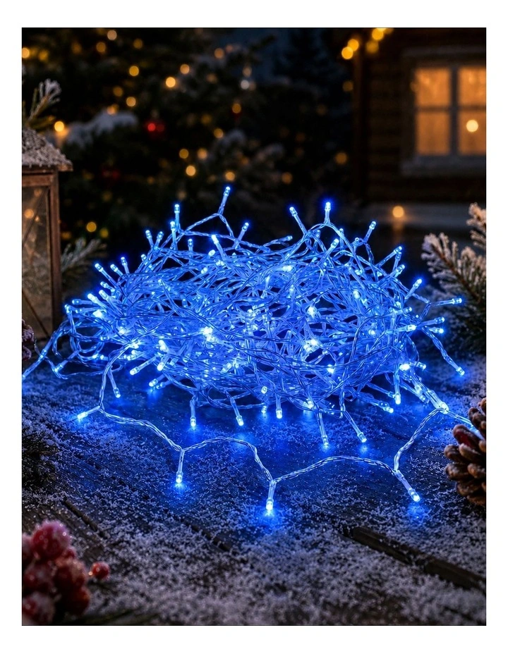240 LED Fairy Light Chain Clear Cable - Blue image 2