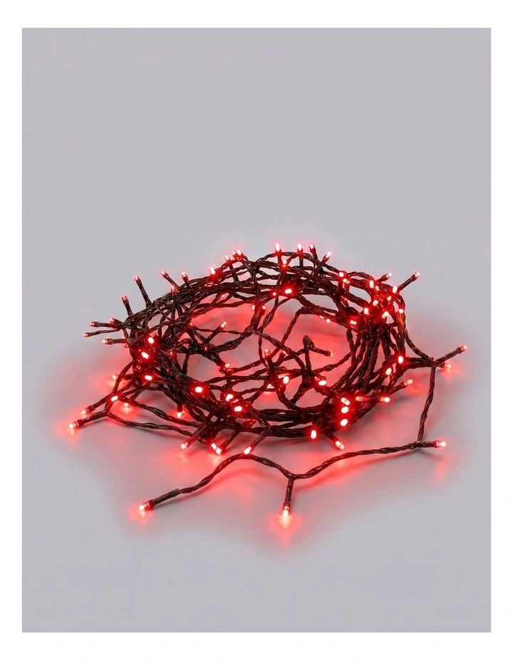 240 LED Fairy Light Chain Dark Green Cable - Red image 1