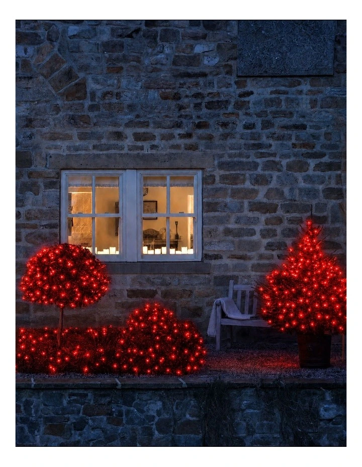 240 LED Fairy Light Chain Dark Green Cable - Red image 4