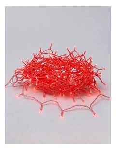 240 LED Fairy Light Chain Clear Cable - Red