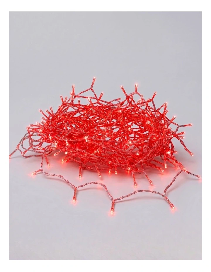 240 LED Fairy Light Chain Clear Cable - Red image 1