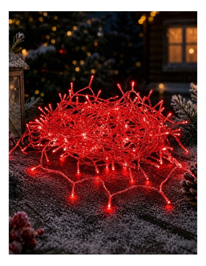 240 LED Fairy Light Chain Clear Cable - Red image 2