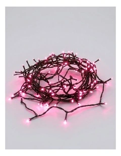 240 LED Fairy Light Chain Dark Green Cable - Pink
