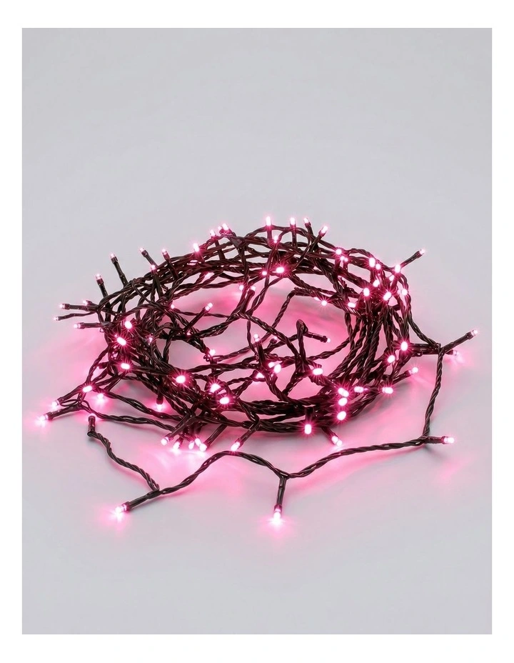 240 LED Fairy Light Chain Dark Green Cable - Pink image 1