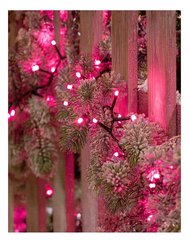 240 LED Fairy Light Chain Dark Green Cable - Pink image 3
