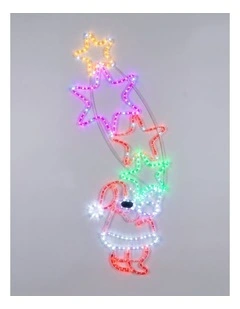 Starry Santa With Stars Rope Light Silhouette