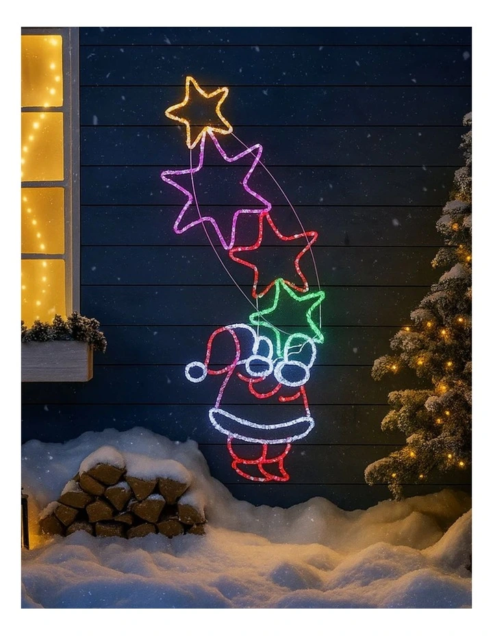 Starry Santa With Stars Rope Light Silhouette image 2