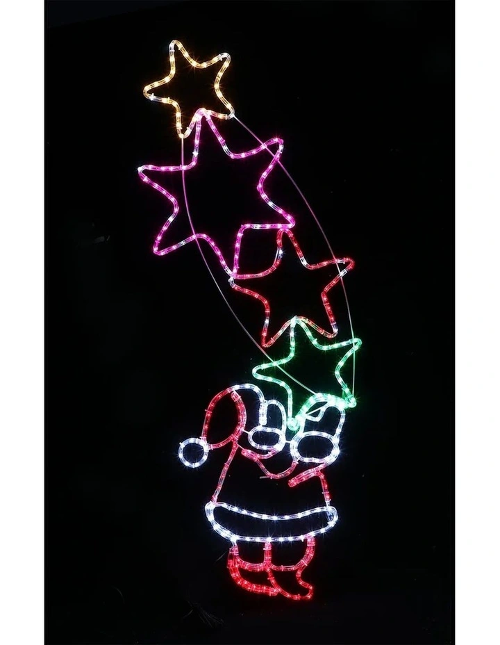 Starry Santa With Stars Rope Light Silhouette image 4