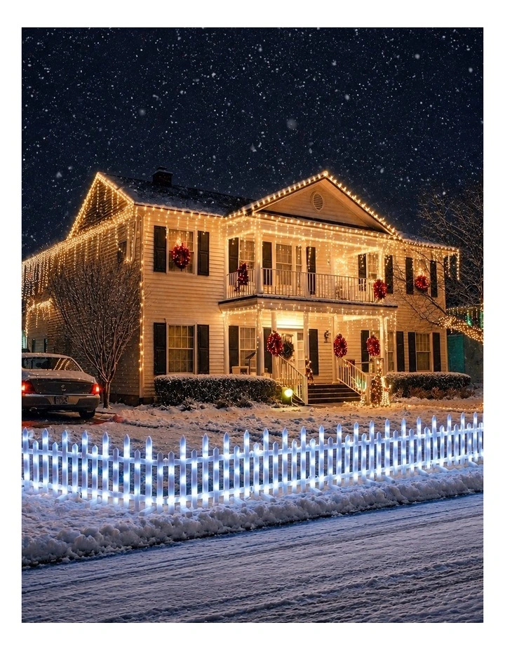 LED Pre-Lit Fence - White image 2