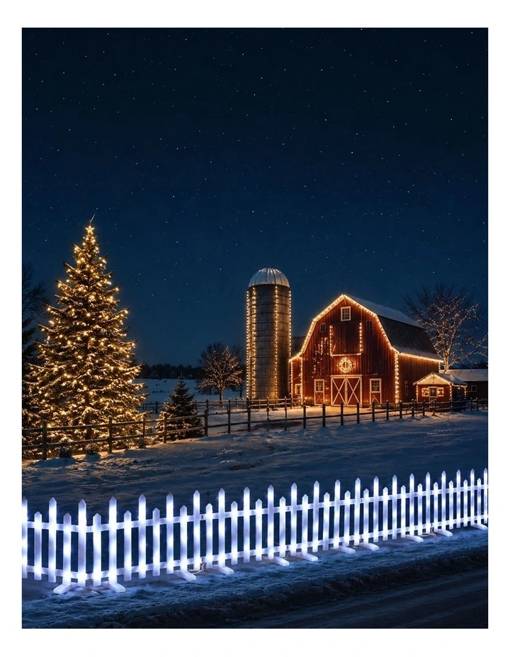 LED Pre-Lit Fence - White image 3