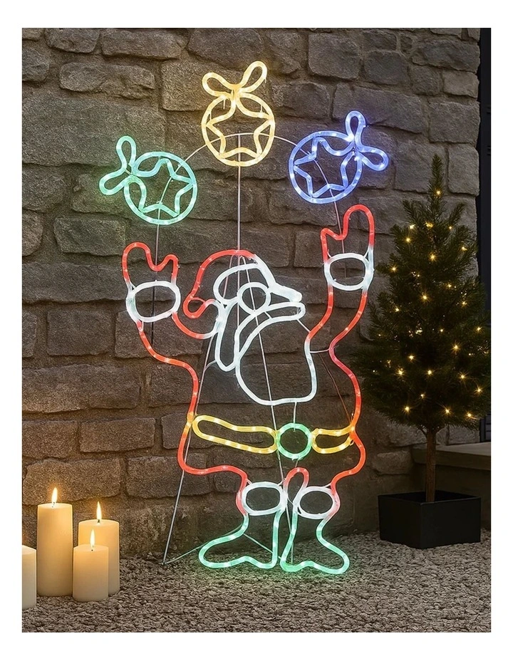 1M Juggling Santa Animated Christmas Rope Light Silhouette image 2