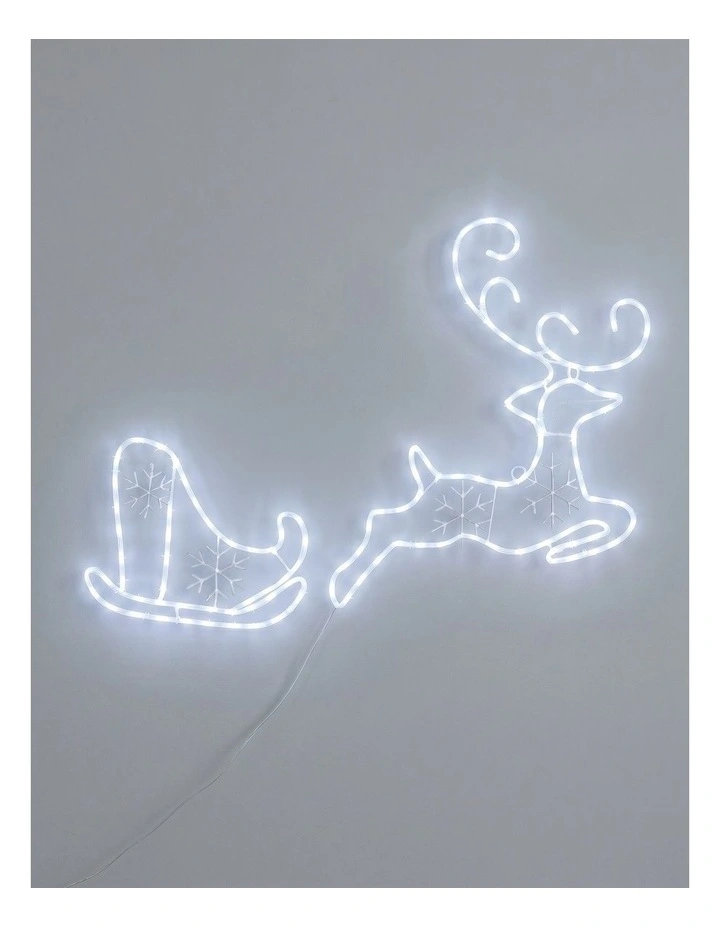 2D Flying Reindeer With Sleigh Rope Light Silhouette image 1