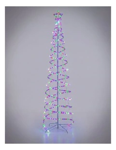 2.1M LED Double Spiral Tree - 4 Colour Options - Multicolour