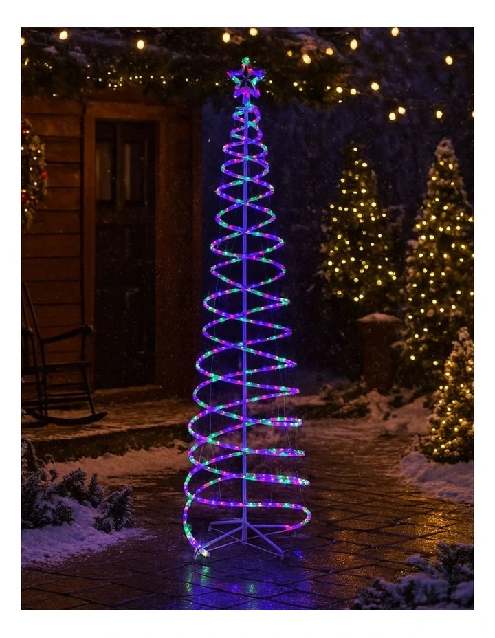 2.1M LED Double Spiral Tree - 4 Colour Options - Multicolour image 3
