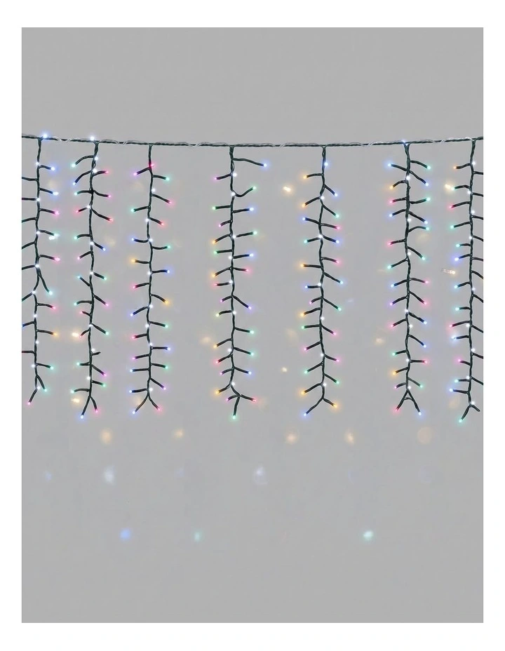 Waterfall Cluster Icicle Lights - Candy Colour with White Waterfall image 1