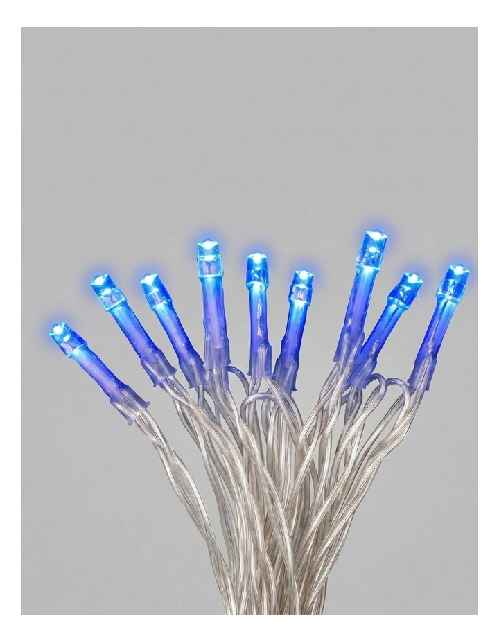 Battery Operated 50 LED String Light Clear Cable Blue image 1