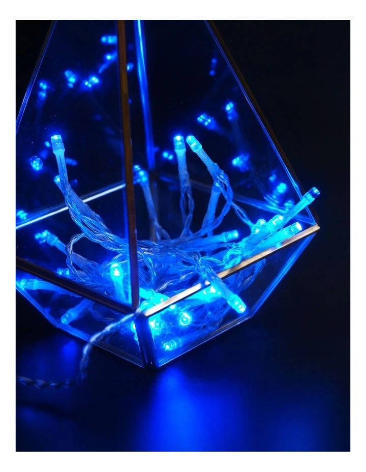Battery Operated 50 LED String Light Clear Cable Blue image 3