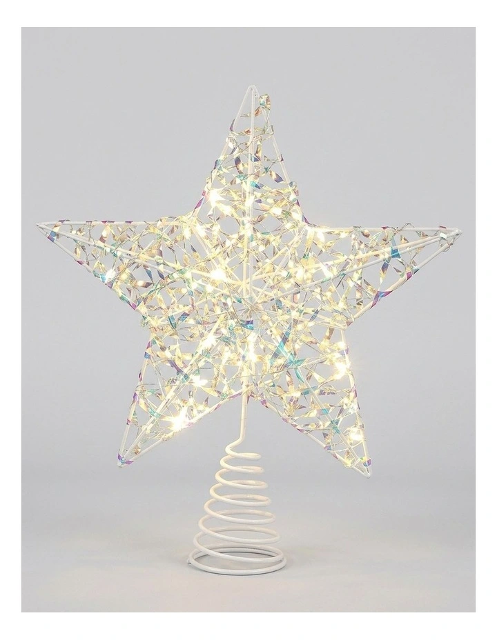 25cm Iridescent Gliter Light Up Tree Top image 1