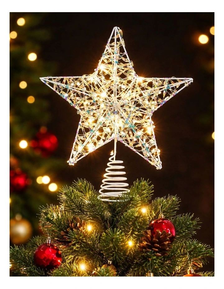 25cm Iridescent Gliter Light Up Tree Top image 2