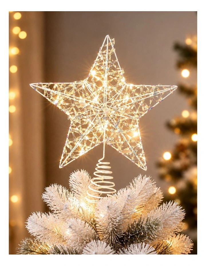 25cm Iridescent Gliter Light Up Tree Top image 3
