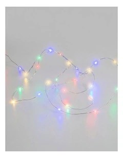 Battery Operated 40 Micro LED String Lights with Timer - Multicolour