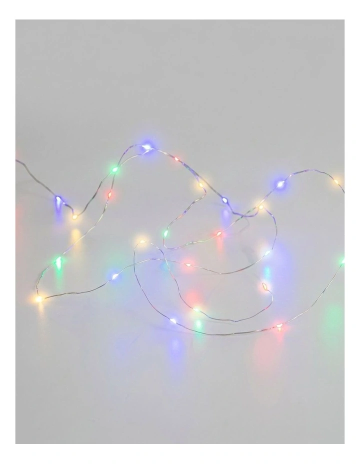 Battery Operated 40 Micro LED String Lights with Timer - Multicolour image 1